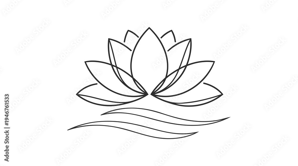 Fototapeta premium Lotus Flower Line Art