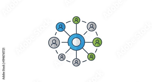 Network connections between people in a circular diagram.