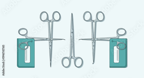Medical Instruments: Surgical Scissors and Tools for Operating Procedures and Medical Imagery