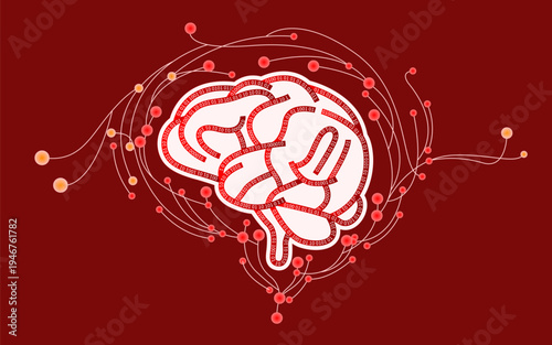 Illustration of abstract brain. AI risk, generative ai, large language model, ai brain background. Photo stock