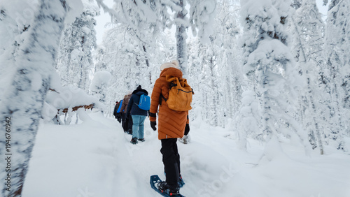 Obraz na plátně Exploring the winter wonderland of akaslompolo in lapland, finland