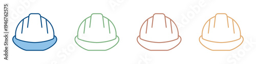 Hard Hat Icon Set Multiple Style Collection