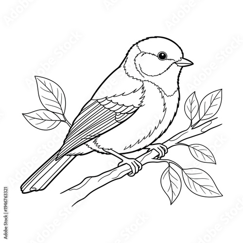 A small bird perched on a branch with leaves
