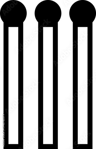 Matchstick icon. Simple fire starter symbol, Wooden safety match stick illustration, Minimal vector symbol for fire, ignition, heat, danger, safety, camping, survival, energy and warning concept.