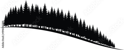 Wildlife nature silhouette collection featuring deer, elk, mountain range, pine trees, forest, eagle, and wolf for outdoor adventure graphic design