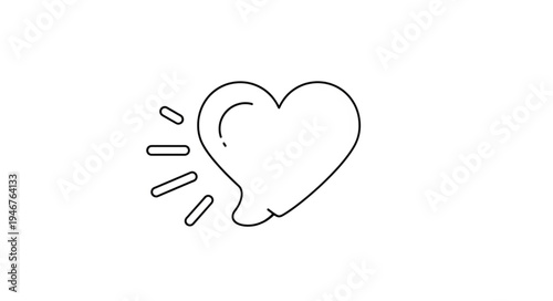 Heart shape with an ear and sound waves illustration.