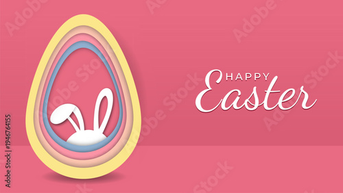 Happy Easter Banner with Colorful Egg Illustration for Spring Holiday Greeting Design