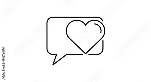 Heart inside a speech bubble icon representing love message.