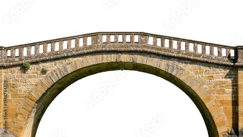 Isolated ancient stone pedestrian bridge featuring a beautiful single arch design