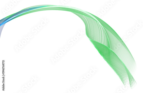 緑色の流れるラインが美しい抽象曲線のテクノロジー背景素材、デジタルデータの流れやネットワークをイメージした未来的グラフィックデザイン