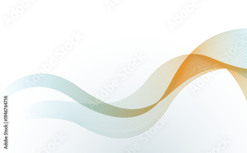 グラデーションカラーの流れるラインが滑らかに波打つ抽象ウェーブ背景、テクノロジーやビジネスプレゼンに使えるモダンデザイン素材