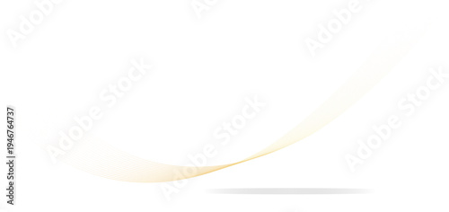 白背景に流れるゴールドの繊細なラインウェーブ抽象背景素材、優雅な曲線が広がるミニマルで高級感のあるモダンデザインテンプレート
