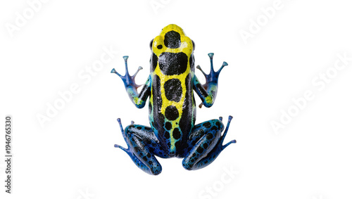 Fotografía Isolated vibrant blue and yellow poison dart frog, an exotic tropical amphibian