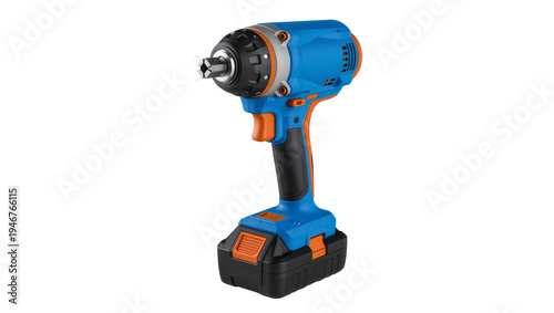 Obraz na plátne Isolated powerful cordless electric impact driver tool, blue and orange design