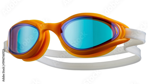 Obraz na płótnie Isolated orange and blue mirrored swimming goggles for aquatic sports and traini
