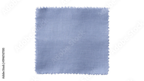 Obraz na plátně Isolated blue linen fabric swatch with frayed edges, natural textile material te