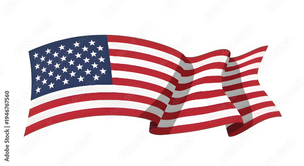 Fototapeta premium Waving American Flag with Stars and Stripes.