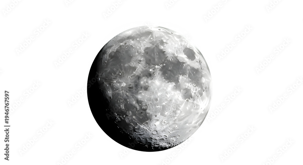 Obraz premium Moon close up showing craters and terminator shading.