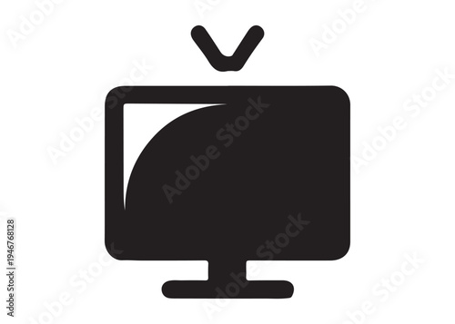 television logo silhouette vector, Vintage retro antenna television logo silhouette vector illustration, old tv logo, box tv logo, tv retro logo silhouette design on white background