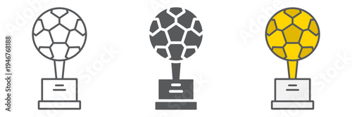 Soccer cup icon set, sport and award, goblet sign, vector graphics, a linear pattern on a white background.
