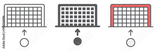 Soccer gate icon set, sport and football, penalty sign, vector graphics, a linear pattern on a white background.