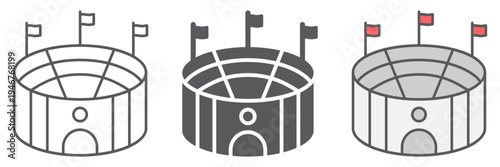 Soccer arena icon set, sport and field, stadium sign, vector graphics, a linear pattern on a white background.