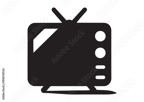 television logo silhouette vector, Vintage retro antenna television logo silhouette vector illustration, old tv logo, box tv logo, tv retro logo silhouette design on white background