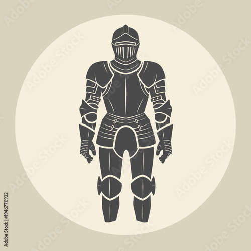 Partial illustration of a person in medieval knight armor, focusing on the torso and legs.