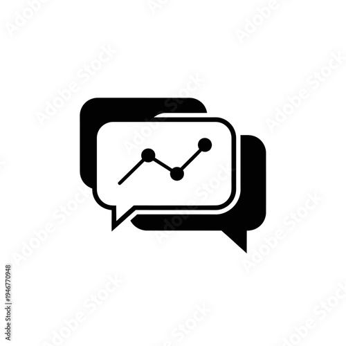 Chat bubble icon with financial graph, business analytics and communication concept