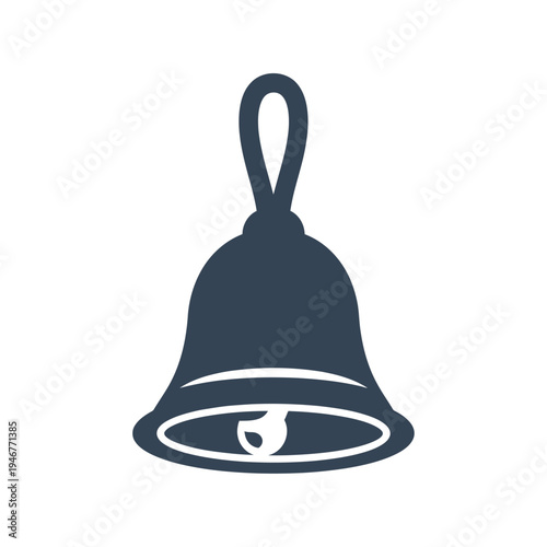 Silhouette of a hanging bell with a small clapper inside.