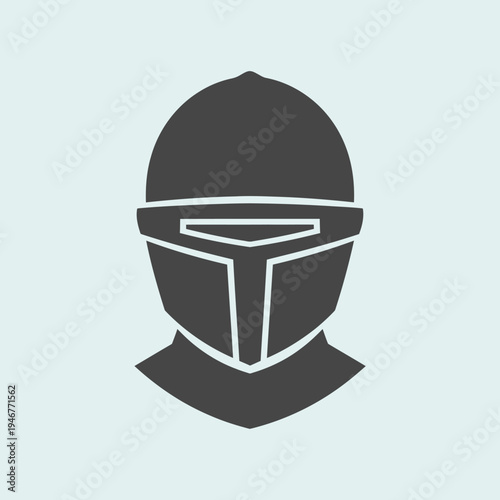 Stylized illustration of a robot's head with a helmet and visor.