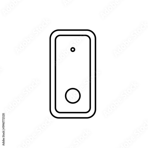 Smart home doorbell button icon in minimal outline style, modern connected entrance device symbol for IoT home access systems and digital security interface design