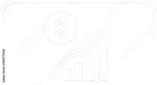 Financial growth icon with dollar sign and increasing graph isolated on transparent background