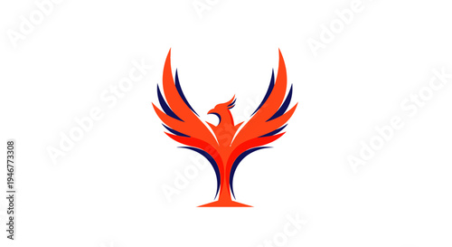A stylized and symbolic representation of a majestic bird with wings outstretched in full flight