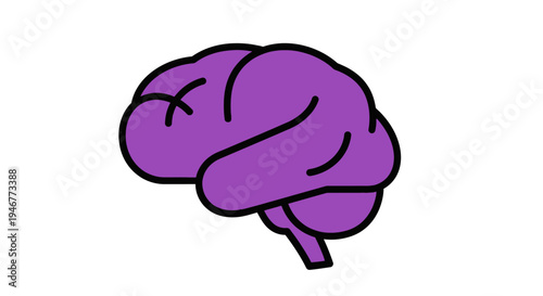 A stylized purple brain illustration, ideal for concepts related to intellect and thought