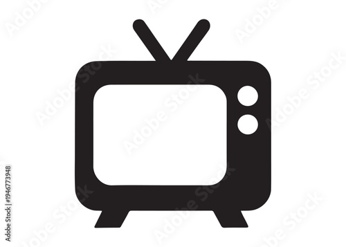 television logo silhouette vector, Vintage retro antenna television logo silhouette vector illustration, old tv logo, box tv logo, tv retro logo silhouette design on white background