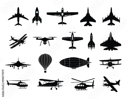 Collection of various aircraft silhouettes