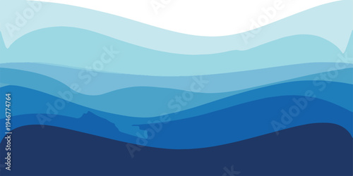 Abstract wavy blue layers background, modern organic design with deep color gradients, suitable for digital art, web design, and marketing materials