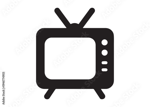 television logo silhouette vector, Vintage retro antenna television logo silhouette vector illustration, old tv logo, box tv logo, tv retro logo silhouette design on white background