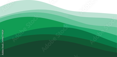 Bright green abstract landscape, layered wavy shapes for background design and banners, paper cut