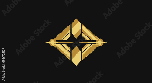 Golden abstract geometric shape symbol icon.