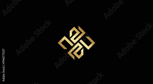 Golden Celtic Knot Design Element.