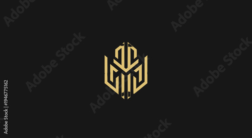 Golden Emblem Logo Design Element.