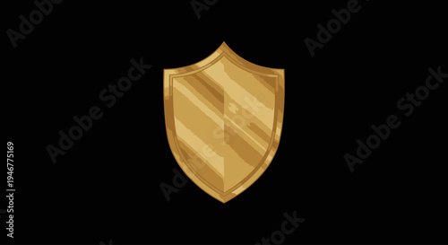 Golden Shield Emblem Icon Symbol.