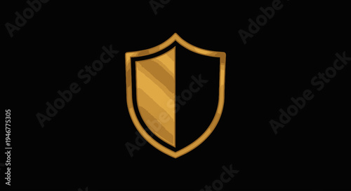 Golden Shield Icon Symbol Emblem.
