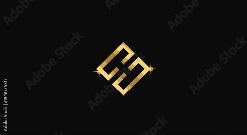 Golden Interlocking Geometric Shapes Symbol.