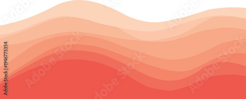 Abstract coral and pink wavy layers background, smooth gradient curves, modern soft design for beauty brands