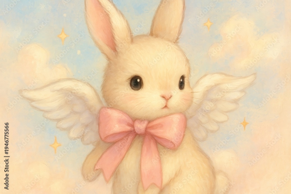 Obraz premium Cute winged bunny illustration