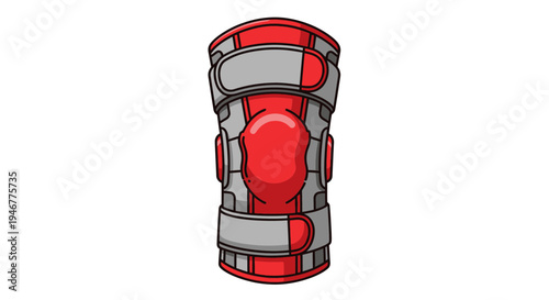 Medical Knee Brace Cartoon Illustration Depicting Support and Joint Protection for Injuries