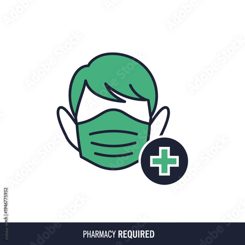 Medical Masked Avatar Plus Symbolizing Health Protection and Pharmacy Requisition